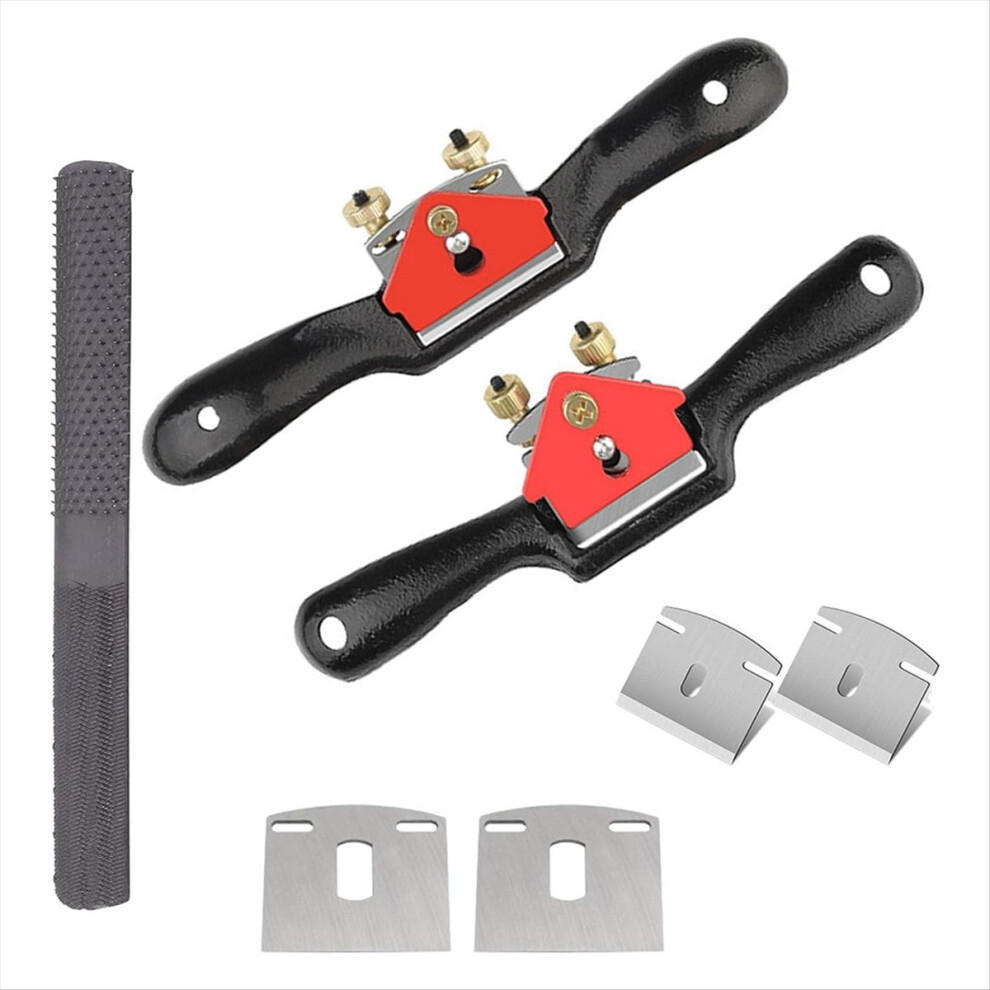 Adjustable Spokeshave Set 2Pcs With 4 Metal Blades, 4-Way Wood Rasp File & Manual Planer - Perfect For Planing, Trimming 4852045485825