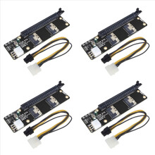 4X 2 Port SlimSAS 8i X2 to PCIe 4.0 X16 Slot Adapter Card SFF8654 Riser Card GEN4 6Pin