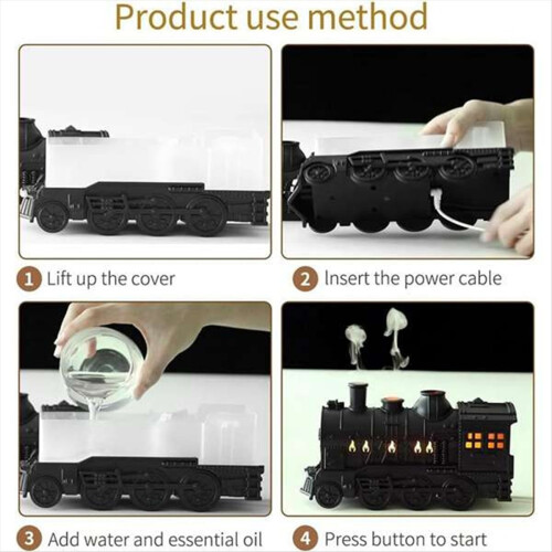 USB Humidifier 300ml Train Shaped Essential Oil Diffuser with Quiet Cool Mist 2 Lighting & Modes Aromatherapy A 1