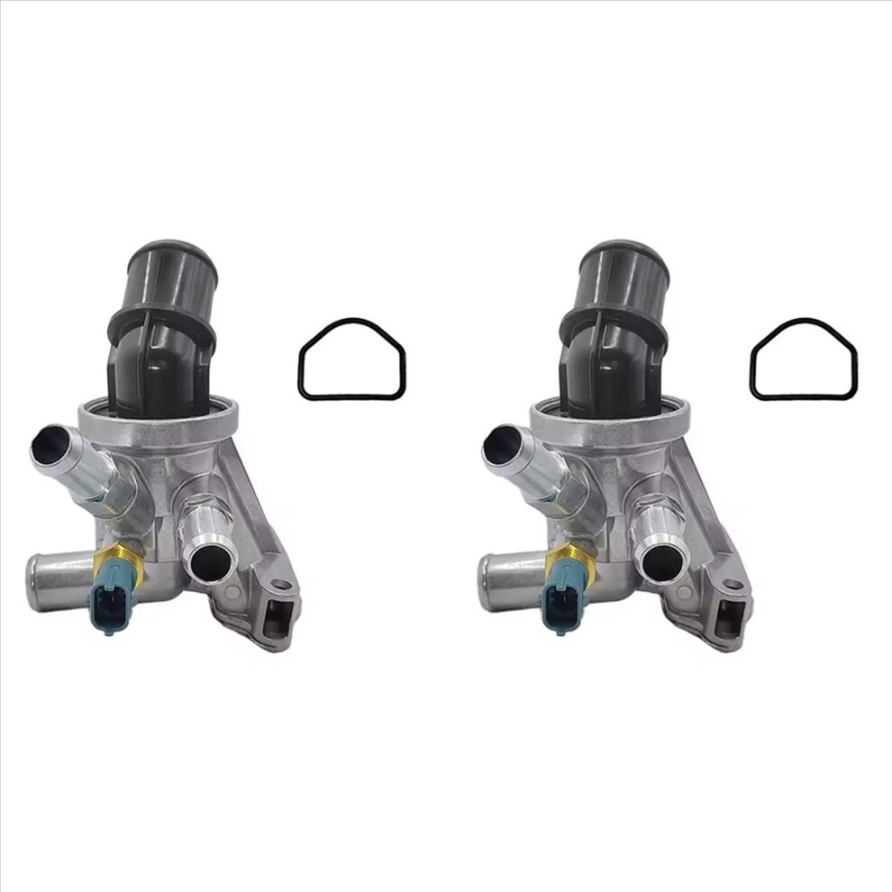 2X 80 176 12650485 For Engine Cooling Thermostat Housing Cover Assembly Suit Black/Silver 4853796342566