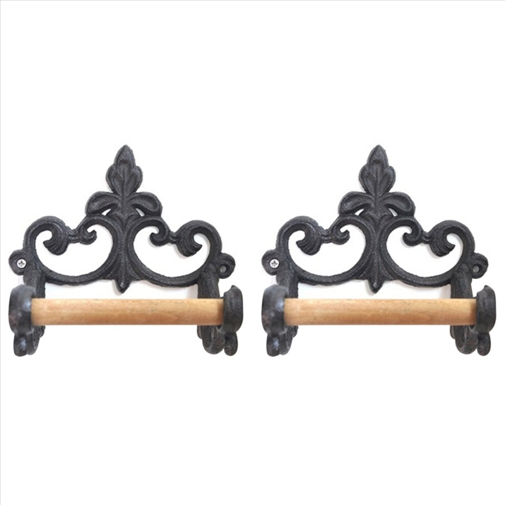 2X Toilet Paper Holder Retro Wrought American Style Toilet Roll Holders Wall Mounted for Home Black Bathroom Accessories-image-OPC-PN7KPH2-NEW