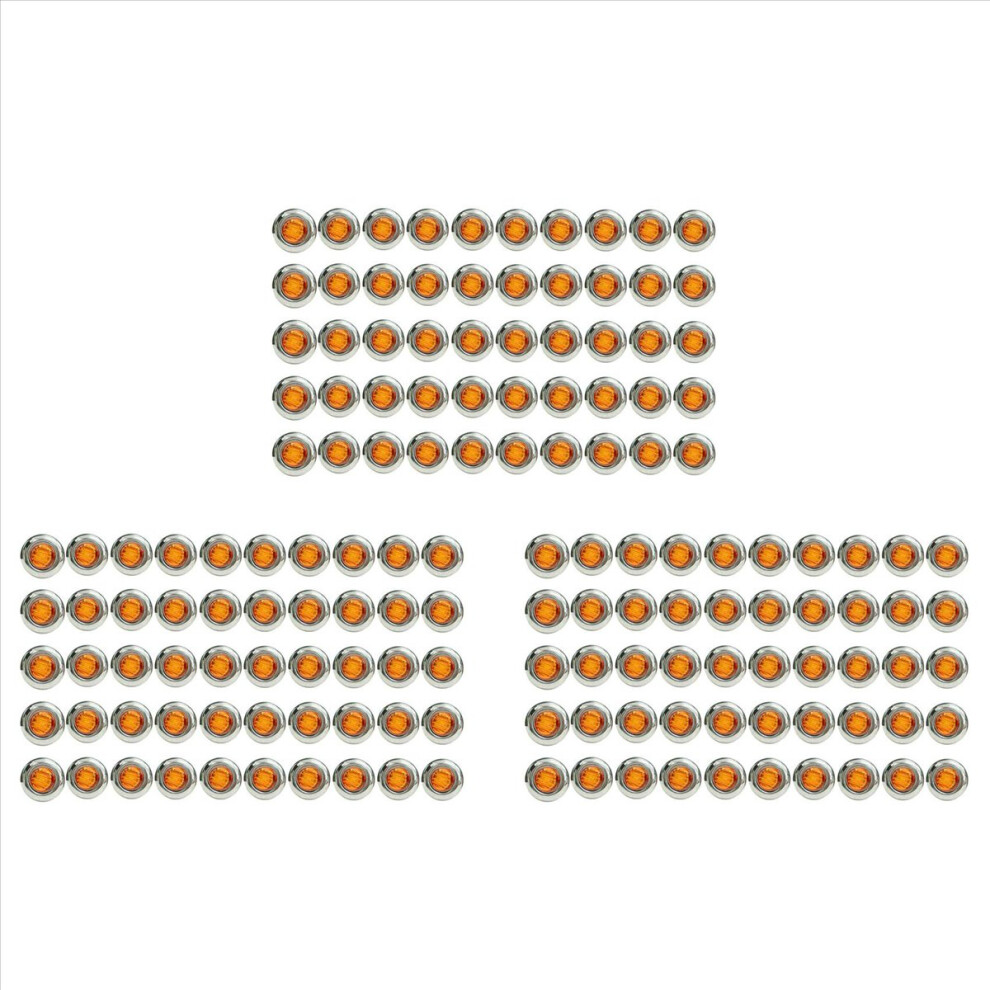 150Pcs 3/4 Inch 3 Led Mini Round Trailer Side Marker Indicator Lights Universal For Trucks Boat Pickup Caravan Rv Yellow 4853796360065