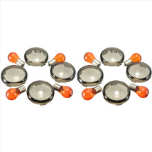8X Motorcycle Turn Signals Light Bulbs Transformer Amber Lens for Softail Dyna Smoke
