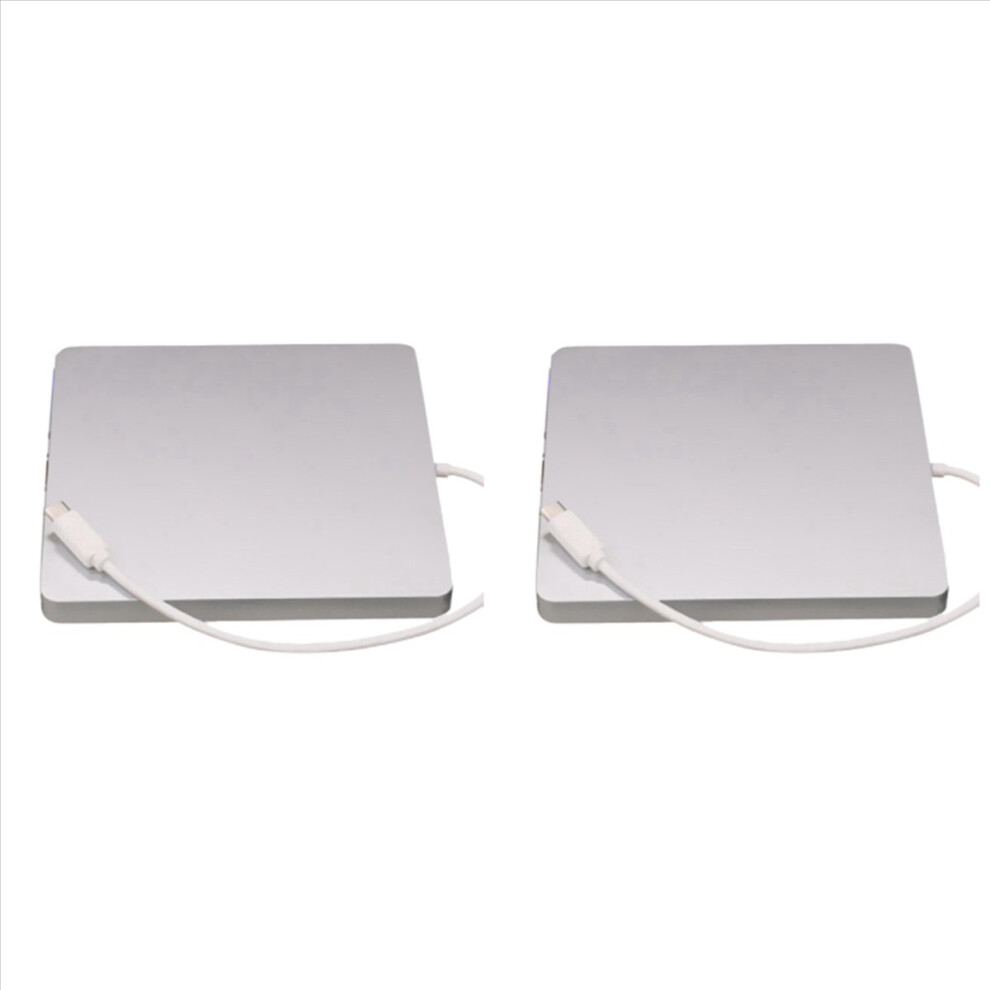 2X USB External CD/DVD Drive Type C Portable Drive-Free CD Players for Laptop PC ,Silver-image-OPC-PN7KPYQ-NEW