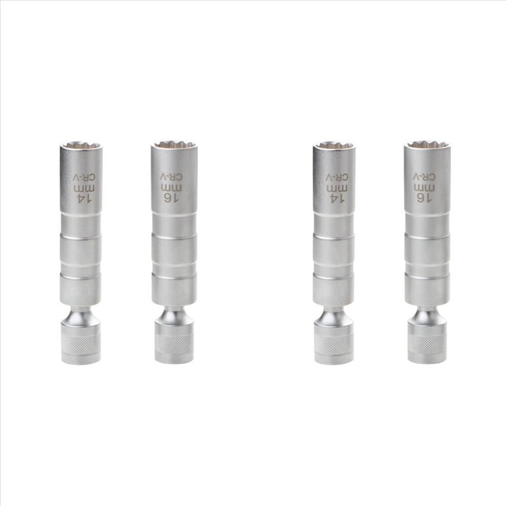 4Pcs 14Mm 16Mm Magnet Removal Tool Wrench Sleeve 3/8Inch 12-Point Swivel Candle Key Socket Kit S 4853796365657