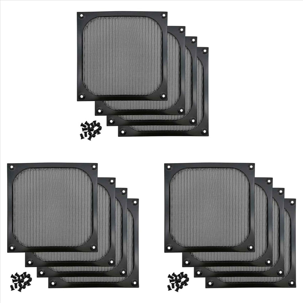 140Mm Desktop Computer Case Fan Dust Filter Grills Dustproof Case Cover With Screws, Aluminum Frame Mesh, 12 Pack 4853796360430