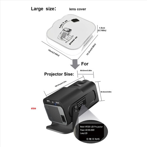 2X HY320 Projector Lens Cover Dust Protection Cap for HY320 Projector Essential Projector Accessory 2