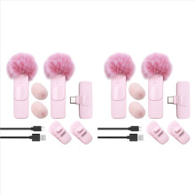 4X New Wireless Lavalier Microphone Portable Audio Video Recording Mini Microphone for PC Camera Live Gaming Phone