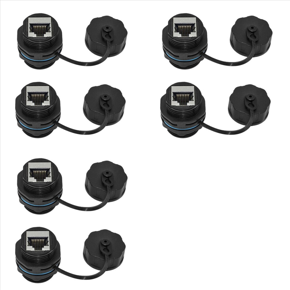 6Pcs Rj45 Panel Mount Coupler, Ip68 Shielded Industrial Panel Mount Ethernet Lan Through Connector For Cat6/Cat5e/Cat5 4853796369723