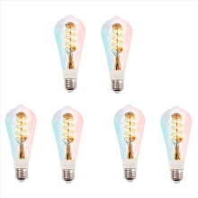 6Pcs Tuya Smart WiFi Bulbs ST64 LED Light 16 Million RGB Color Changing 2700K-6500K Dimmable for Home