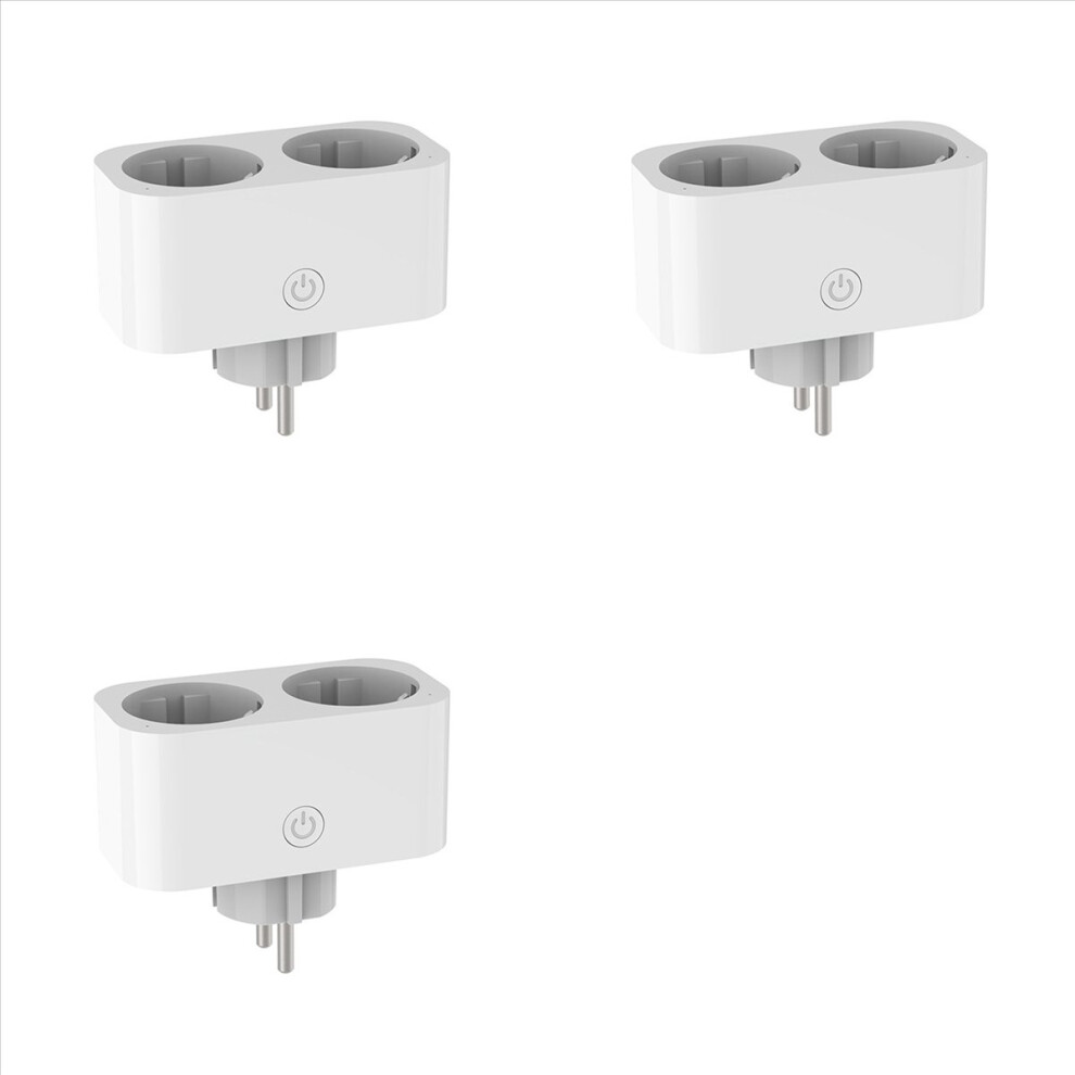3X Tuya Smart Wifi Dual Plug 16A 2-In-1 Socket Outlet Switch Smart Home Timing App Voice Control Work Cly809 Eu Plug 4853796371504