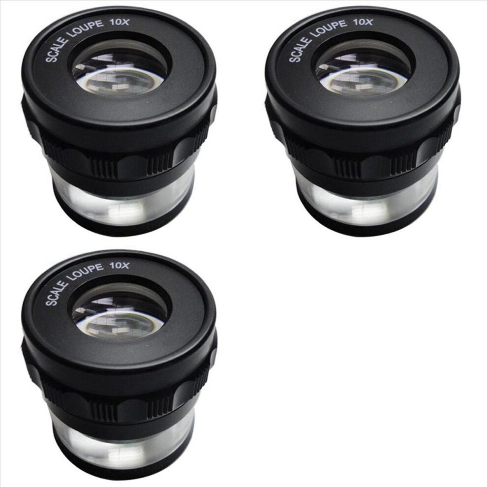 3pcs 10X Stand Measuring Magnifier Scale Loupe Magnifying Glass 10X with Scaled Magnifier