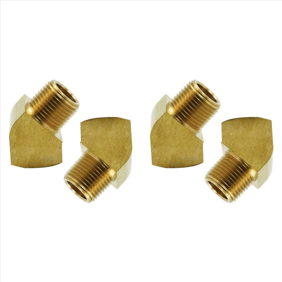45 Degree Street Elbow 1/8 Inch Npt Male X 1/8 Inch Npt Female Brass Pipe Fitting Pack Of 4 4853796371566