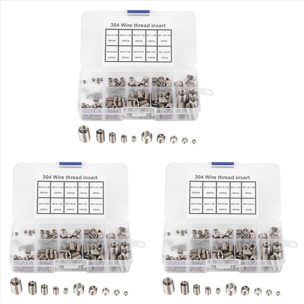 450Pcs Thread Repair Inserts M3 M5 M6 M8 Stainless Steel Heli Coil Thread Repair Insert Wire Thread Insert Assortment 4853796341811