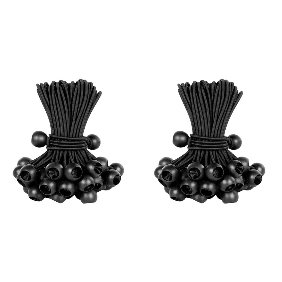 Black Ball Bungee Cord, Heavy Duty Outdoor Bungee Cord With Ball,Tarp Tied Bungee Ball For Shelter, Cargo,120Pcs 4853796344317