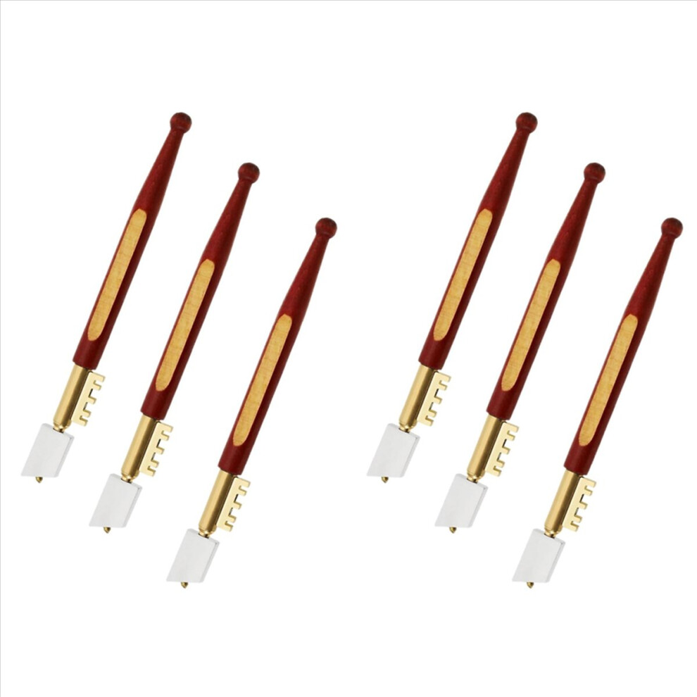 Diamond Tip Glass Cutter, 6 Pieces Glass Cutter Set Professional Glass Cutting Tool With Wood Handle For Glass, Tiles 4853796382715