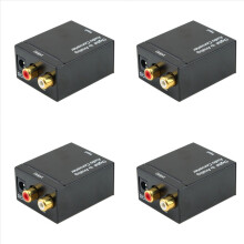 4X Digital Optical Toslink SPDIF Coax to Analog Audio Converter Adapter with Fiber Cable