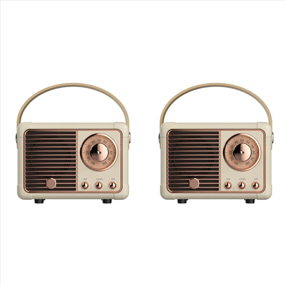 2X Retro Bluetooth Speaker HM11 Classical Retro Music Player Sound Stereo Portable Mini Travel Music Player Beige-image-OPC-PN7KZ5T-NEW