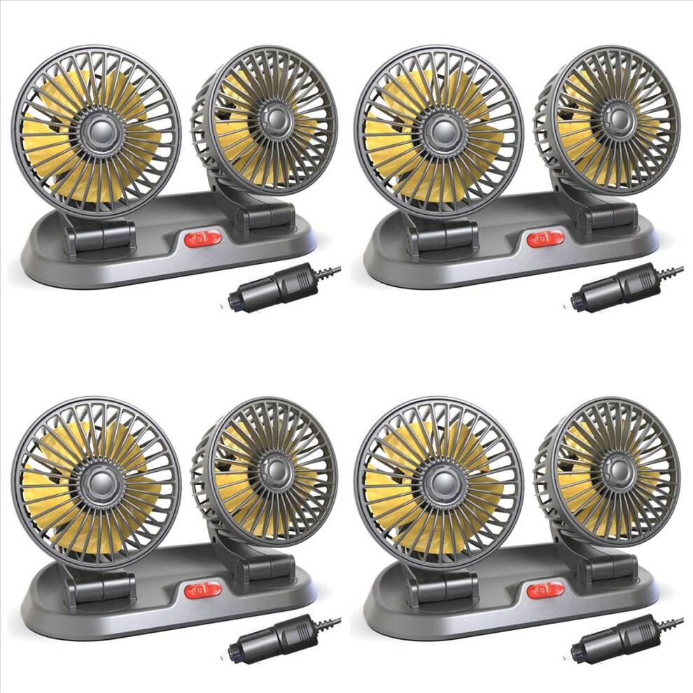 4X 12V Car Fan Double Head Fan Portable Auto Cooling Fan Cooling Big Wind Electric Fan Car Folding Fan 4853796358901