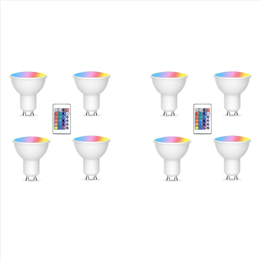 8Pcs Gu10 Bulbs And 1Remote Control With Memory Function 17Colors Changeable Spot Ligh 4Dynamic Ing Modes Spot Light/White