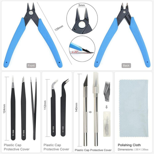 10Pcs Model Tools Craft Set Hobby Building Tools Kit for 3D Model Assembling, Building and Repairing 2