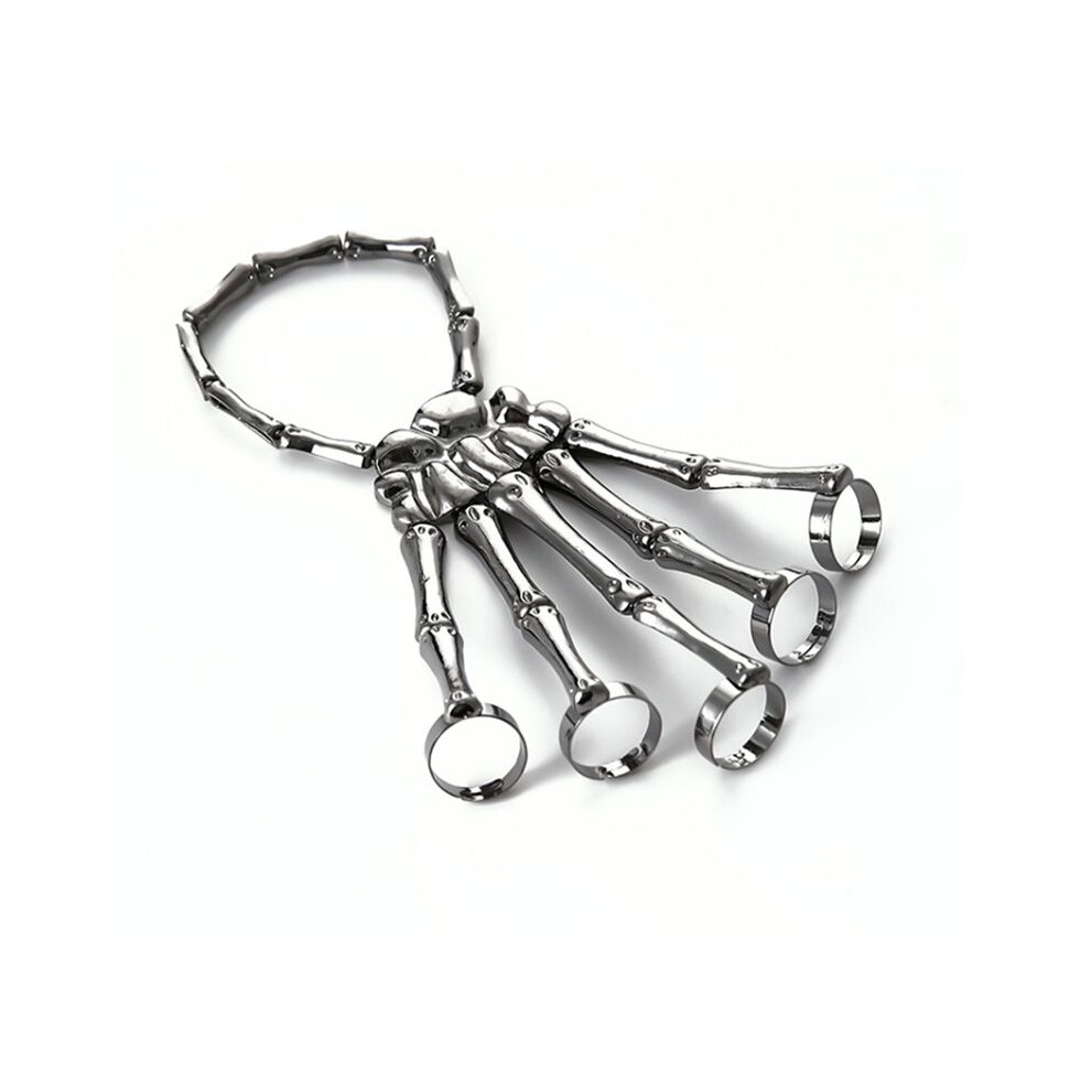 Fashion Personality Punk Skeleton Hand Bone Versatile Five-Finger Ring Bracelet Adjustable Chain 4852509394199