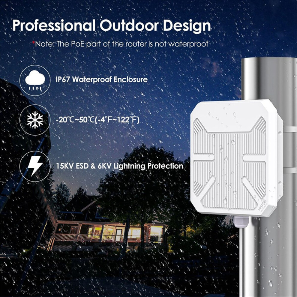 Wifi 6 Ax3000 Dual-Band Long Range Outdoor Ap With Poe And Ip67 Waterproof 2.4Ghz 5Ghz Wireless Ap Outdoor Router (Uk) 4851755657652