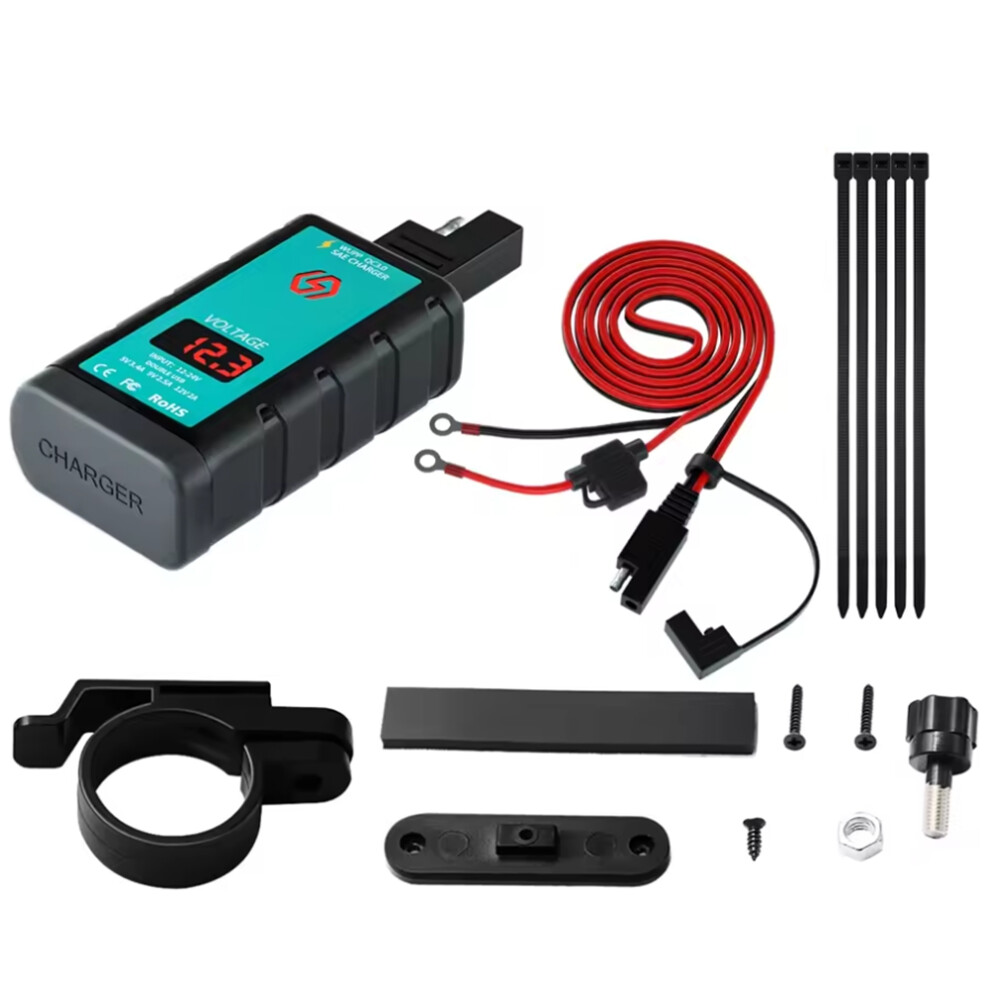 Motorcycle Dual Ports Usb & Type-C Fast Charger, Qc3.0, Ip66 Waterproof, 12V-24V Voltmeter, On/Off Switch, For Phones 4851755655924
