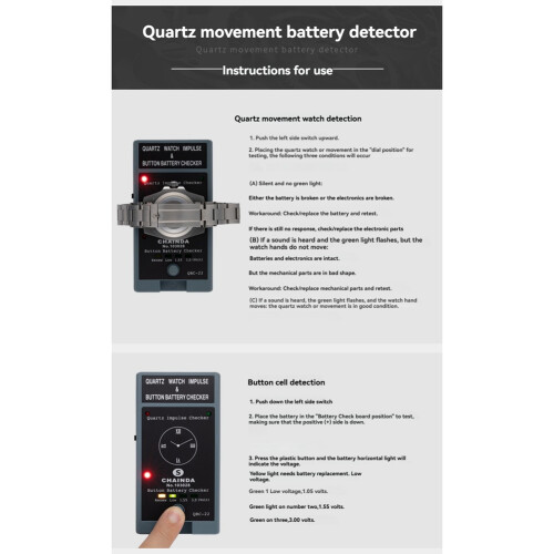 Quartz Movement Watch Tester Quartz Pulsed Watch Button Battery Level Checker Tools Quartz Impulse Detector 1
