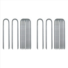 12Pcs Garden Ground Rebar Stakes Tent Nails Galvanized Steel U Pegs Gardening Anchors, Heavy Duty Landscape Pins 12 Inch