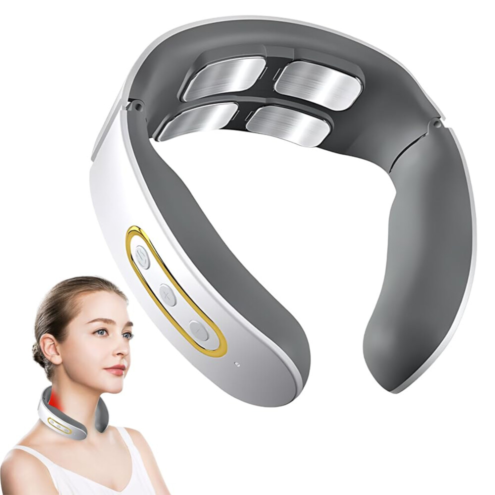 Electric Neck Massager Wireless Portable Men Women 4Head Pulse Massage With Heating Function 6 Modes 9 Intensity Levels