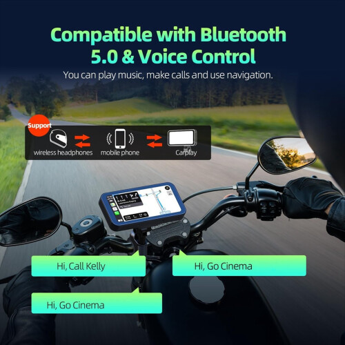 Motorcycle Carplay Screen, Wireless CarPlay & Android Auto with Design Mount 6.25 Inch Touchscreen Navigation Bluetooth 1