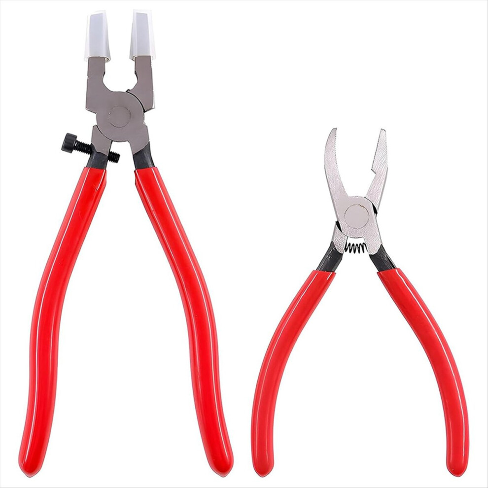 2 Pcs Glass Cutting Tool Kit Glass Running Pliers With Rubber Tips Curved Jaws, Breaking Pliers Glass Cutter Tool 4851755655696
