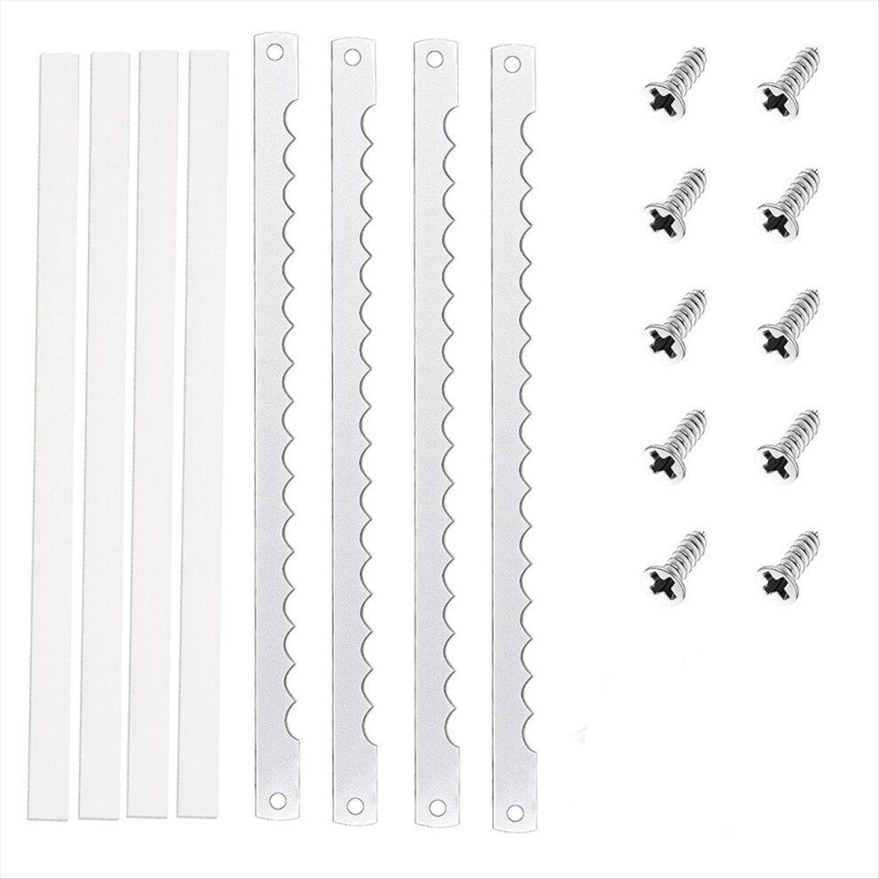 4 Pcs Bread Bow Knife Blades Stainless Steel Replacement Blade Serrated Bread Blade with Screws for Wooden Baking Knife