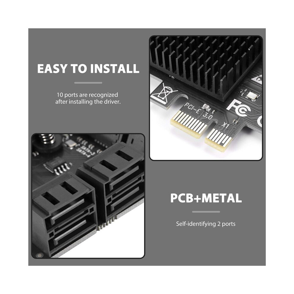 10 Port 3.0 To Pcie X1 Expansion Card Pci Express Adapter Sata3 6G Converter With Heatsink For 4852509391990