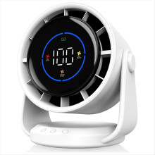 Table Fans, Ultra Quiet Wall-Mounted Desk Fan, Digital Display Rechargeable USB Fan for Home Office Travel Camping White