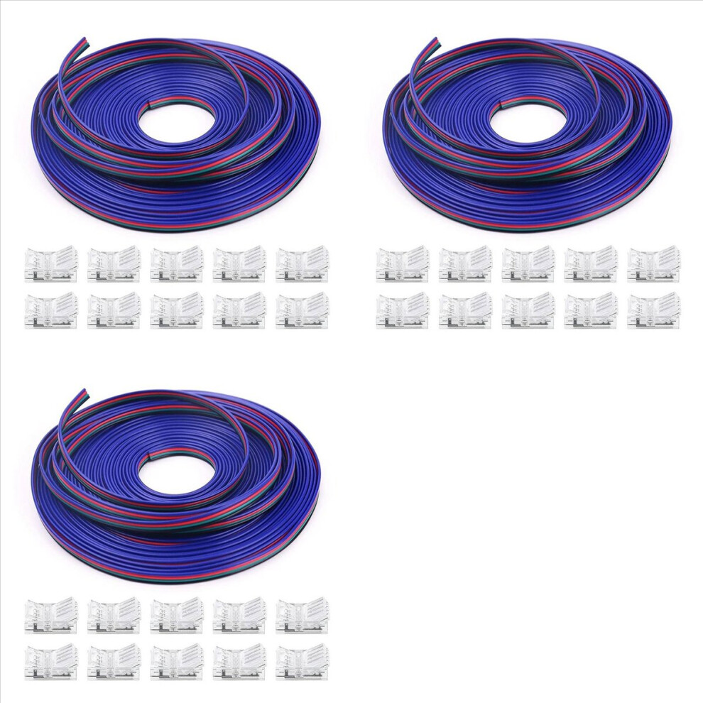 3Set 16.4Ft Rgb Led Wire 22 Awg 4Pin Rgb Wire With Led Strip Connector 22 Gauge 4 Colors Rgb For Rgb Led Strips 3528 4853796375878