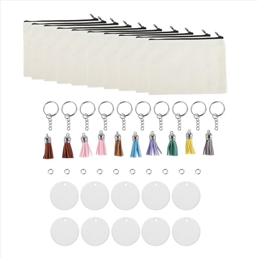 10 Pieces Sublimation Blanks Pouch DIY Heat Transfer Makeup Bags Iron on Transfer Zipper Canvas Pen Case for Women Kids