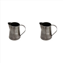 2X Metal Vase Decorative Shabby Pitcher Flower Holder Metal Vase with Handle for Home Garden Flowerpot Ancient Silver