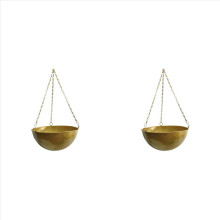 2X Indoor Decorative Hanging Planter Metal Art Decor Hang Basket Garden Accesorry,Gold, Large