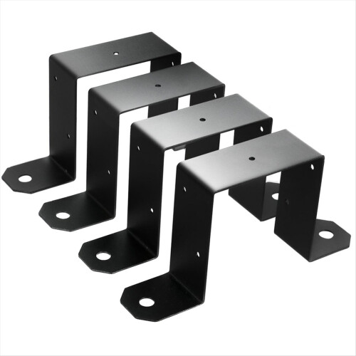 4pcs Strap Post Ties Black Deck Fence for Post U Bracket,Can Be Fence Post Brackets for Metal Posts