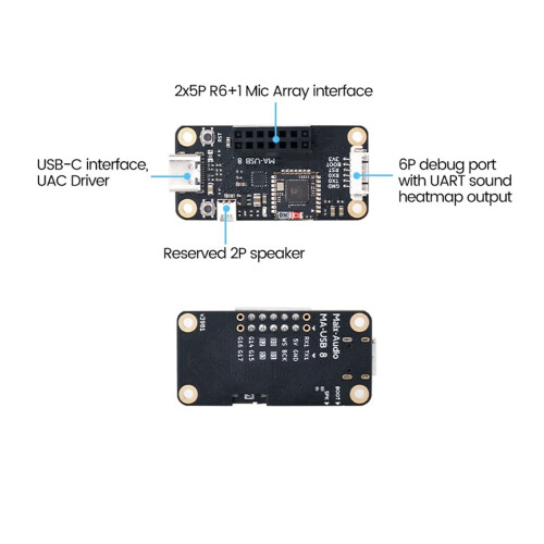 MA-USB8 Drive Board Supports 12-Directional Beamforming Used for 6+1 Mic Array Microphone Array 1
