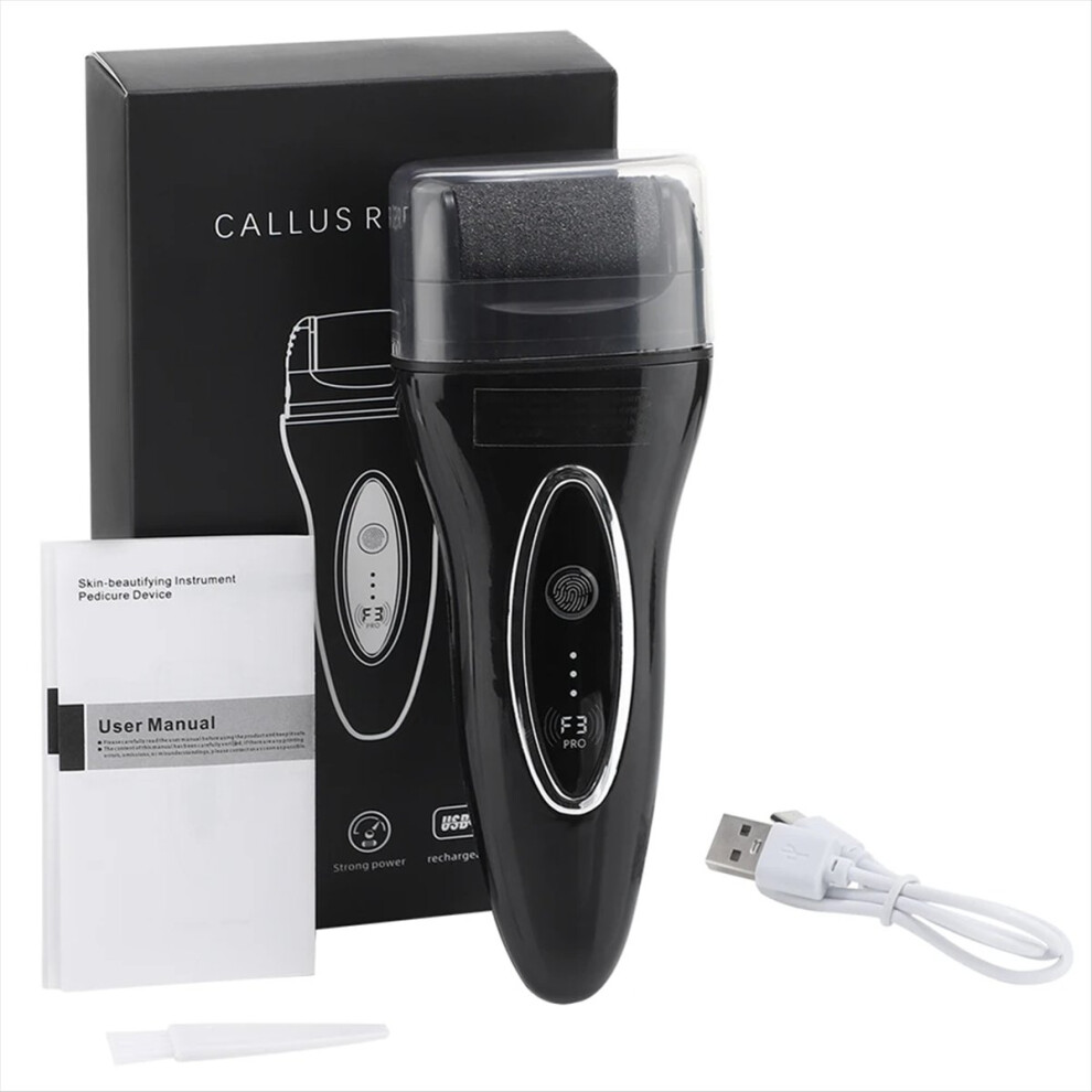 Black Electric Pedicure Foot File Rechargeable Foot Hard Dry Dead Cuticle Skin Remover Pedicure Care Tools