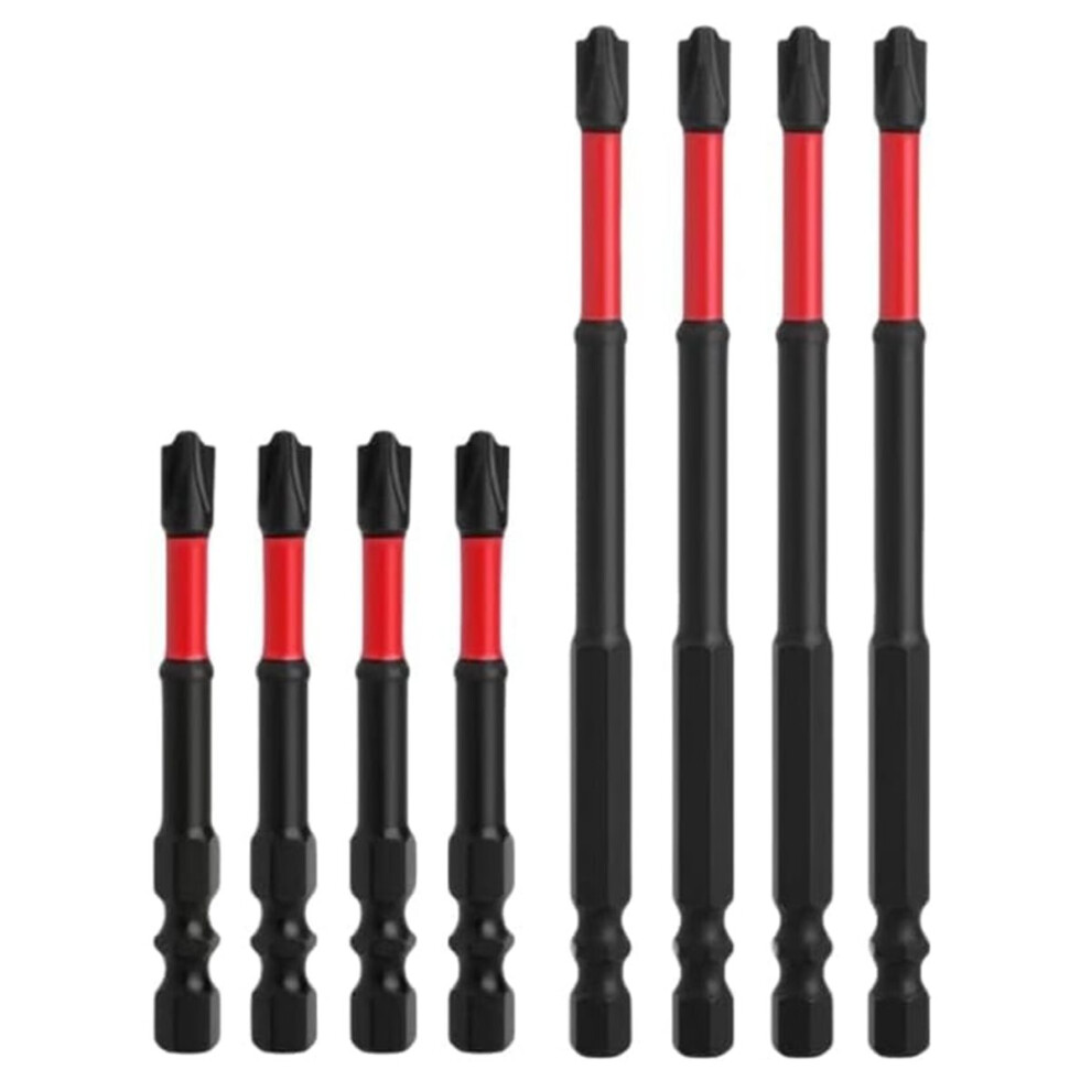 Impact Screwdriver Bit Set - 65Mm & 110Mm Slotted Heads, 1/4 Inch Hex Shank, Cnc Machined Tips With Magnetism, 8Pcs 4852509305997
