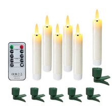 6Pcs LED Taper Candles Light Set Flameless 3D Wick Candles Clip-on Christmas Tree with Remote Timer for Home Decor