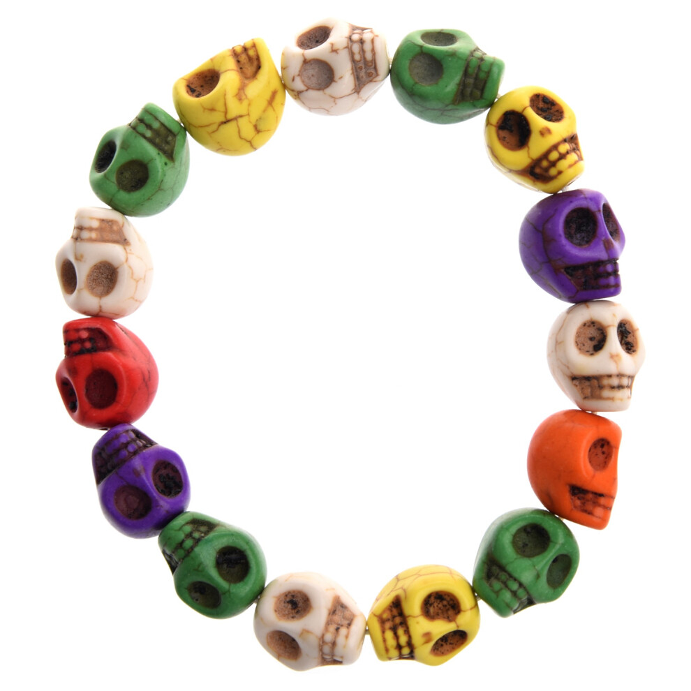 Howlite Skull Beads Buddhist Prayer Bracelet Turquoise 4852509394205