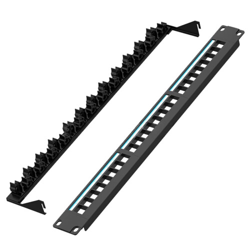 24-Port Cat6 Patch Panel UTP/STP Tool-Free Rack Mount Network Panel with Labels for Structured Cabling