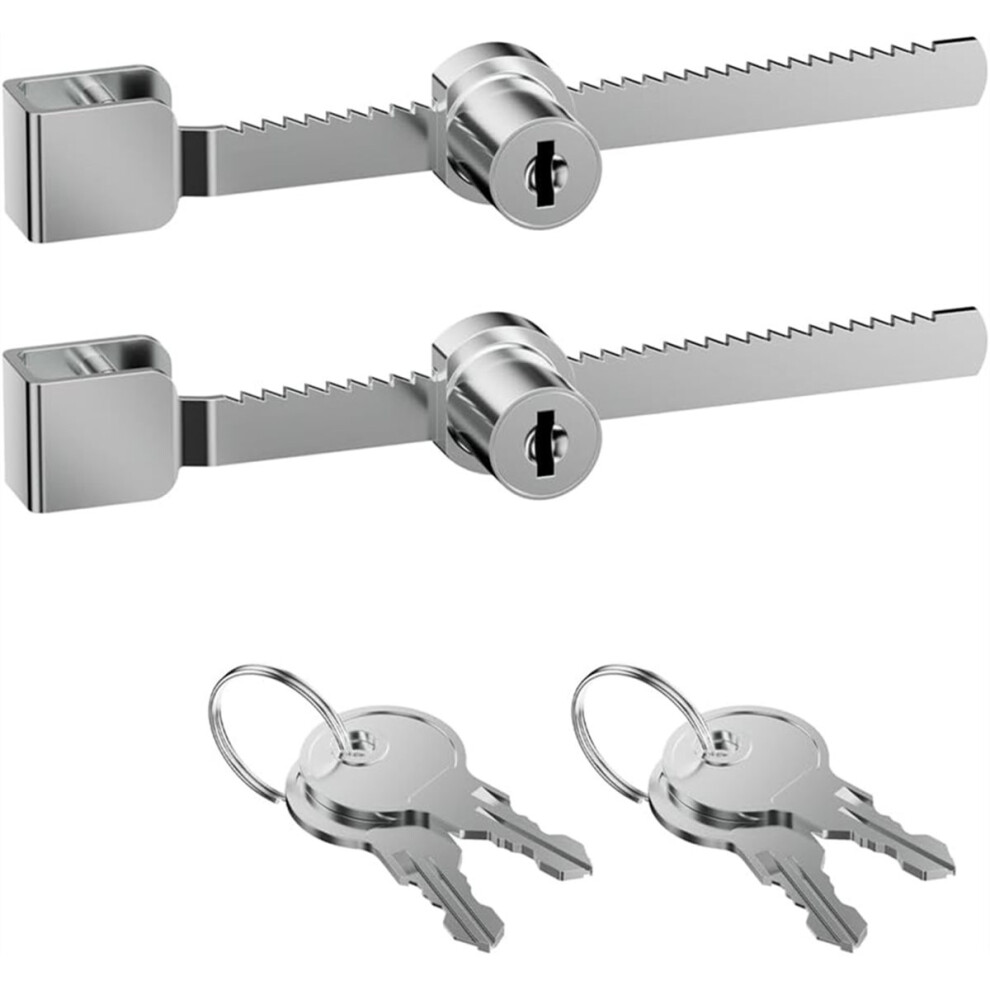 Sliding Glass Door Ratchet Lock With Chrome Finish, Fits 4-8Mm Glass, Secure Showcase Display Case Lock, 2 Pack 4852509318331