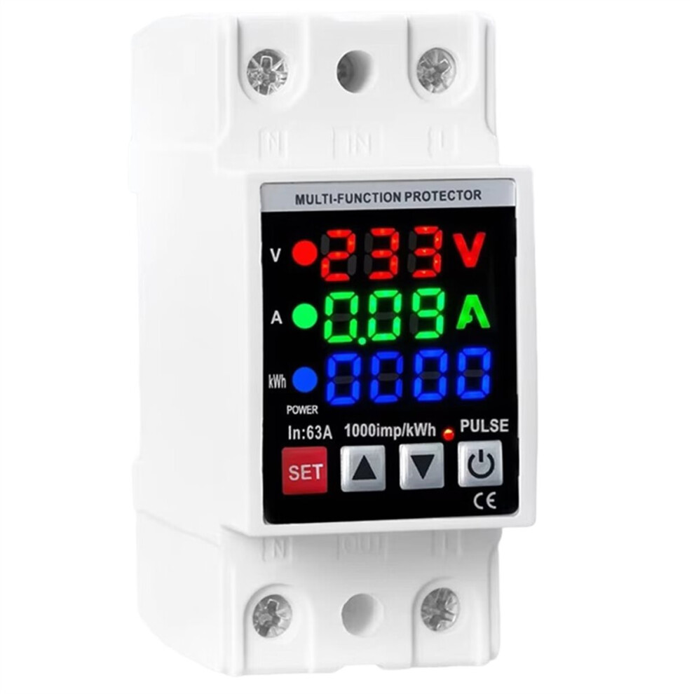 New 63A Adjustable 3In1 Over Voltage And Under Voltage Protective Device Protector Relay Over Current Protection Limit 4852509316740