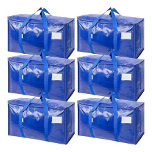 Extra Large Heavy-Duty Moving Bags with Reinforced Handles and Heavy-Duty Zippers, Clothes Storage Bag,for Dorm 6Pack